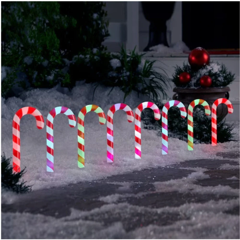 Gemmy Orchestra of Lights 8 Color Changing Candy Cane‎ Christmas Pathway Markers
